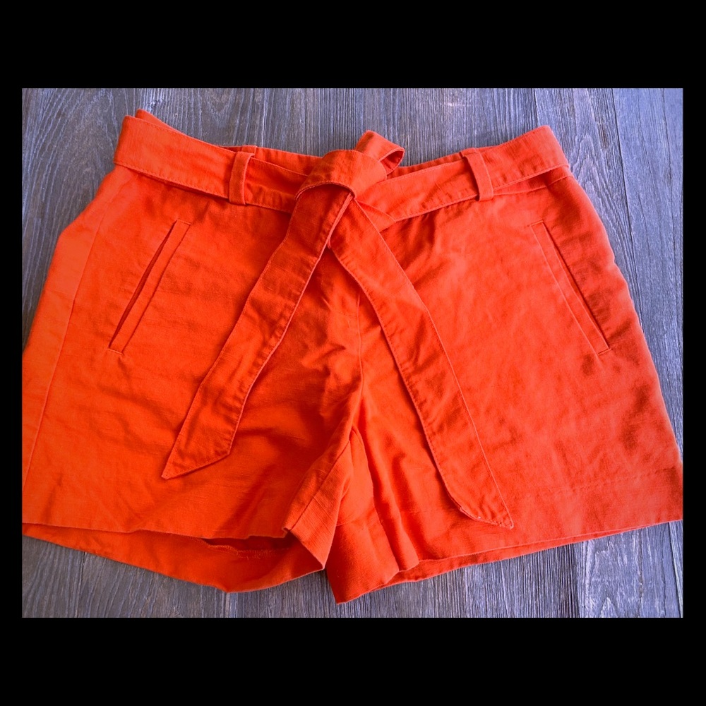 LOFT orange linen Riviera shorts